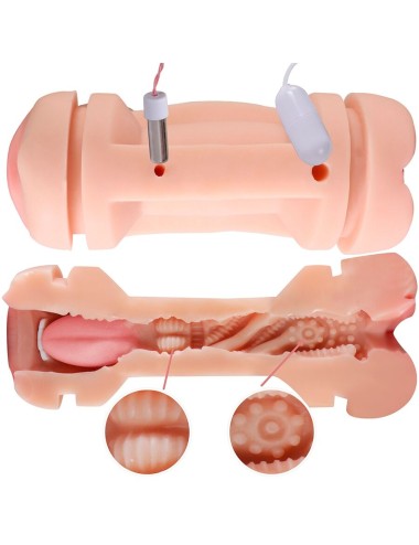 SHEQU - KAY DOPPIO MASTURBATORE CON DOPPIA BOCCA E VIBRAZIONE DELLA VAGINA