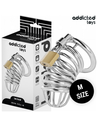 ADDICTED TOYS LOCKED - GABBIA PER PENE IN METALLO CON CELLULE DI FERRO TAGLIA M
