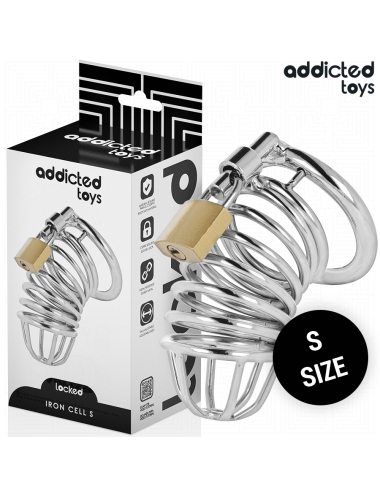 ADDICTED TOYS LOCKED - GABBIA PER PENE IN METALLO CON CELLULE DI FERRO 4 CM TAGLIA S