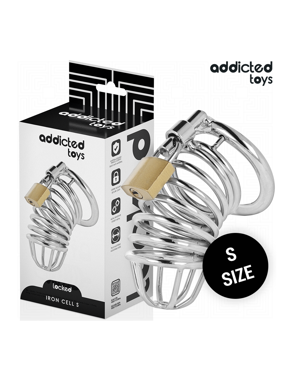 ADDICTED TOYS LOCKED - GABBIA PER PENE IN METALLO CON CELLULE DI FERRO 4 CM TAGLIA S ADDICTED TOYS LOCKED - GABBIA PER PENE IN METALLO CON CELLULE DI FERRO 4 CM TAGLIA S