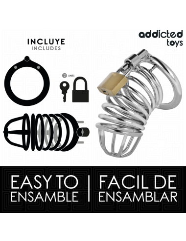 ADDICTED TOYS LOCKED - GABBIA PER PENE IN METALLO CON CELLULE DI FERRO 4 CM TAGLIA S