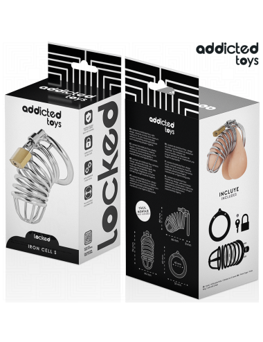 ADDICTED TOYS LOCKED - GABBIA PER PENE IN METALLO CON CELLULE DI FERRO 4 CM TAGLIA S