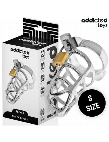 ADDICTED TOYS LOCKED - GABBIA PER PENE IN METALLO CON BLOCCAGGIO ARGENTO TAGLIA S