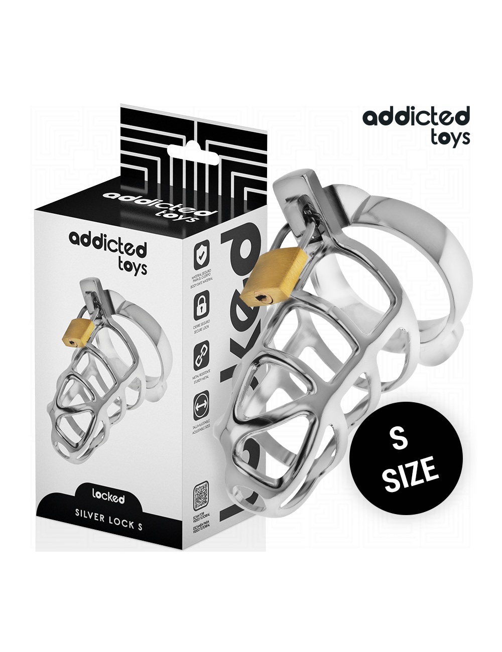 ADDICTED TOYS LOCKED - GABBIA PER PENE IN METALLO CON BLOCCAGGIO ARGENTO TAGLIA S ADDICTED TOYS LOCKED - GABBIA PER PENE IN METALLO CON BLOCCAGGIO ARGENTO TAGLIA S