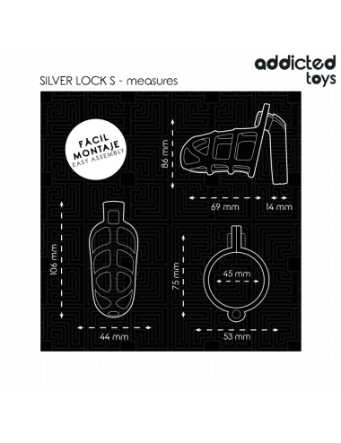 ADDICTED TOYS LOCKED - GABBIA PER PENE IN METALLO CON BLOCCAGGIO ARGENTO TAGLIA S