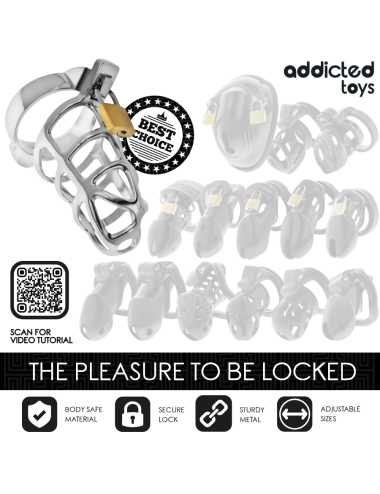 ADDICTED TOYS LOCKED - GABBIA PER PENE IN METALLO CON BLOCCAGGIO ARGENTO TAGLIA S