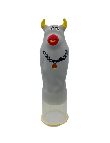CONDOMERIE - PRESERVATIVI NOVITÀ DIPINTI A MANO MODELLO TORO GRIGIO XL