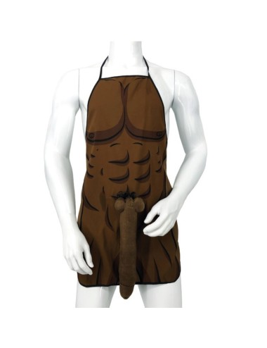 DIABLO PICANTE - GREMBIULE MUSCOLARE CON PENE 3D IN TONO MARRONE