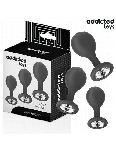 ADDICTED TOYS - SET DI 3 TAPPI ANALI CON GIOIELLO