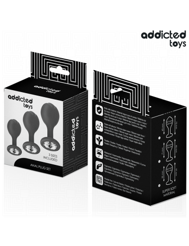 ADDICTED TOYS - SET DI 3 TAPPI ANALI CON GIOIELLO