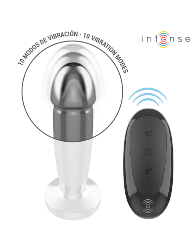 INTENSE - ANAL PLUG 10 VIBRAZIONI DILDO METALLO CON TELECOMANDO S