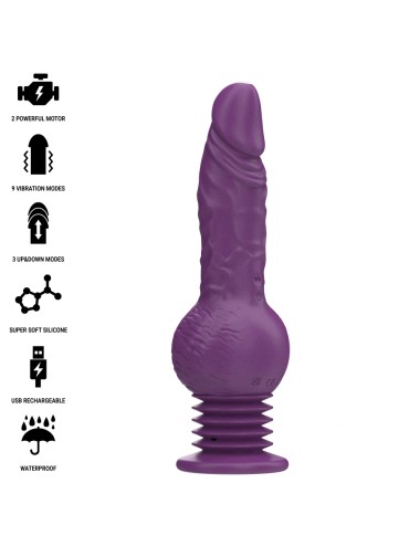 INTENSE - VIBRATORE MULTIFUNZIONE TATUM CON VIBRAZIONE SU E GIÙ 24 CM VIOLA