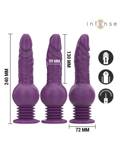 INTENSE - VIBRATORE MULTIFUNZIONE TATUM CON VIBRAZIONE SU E GIÙ 24 CM VIOLA
