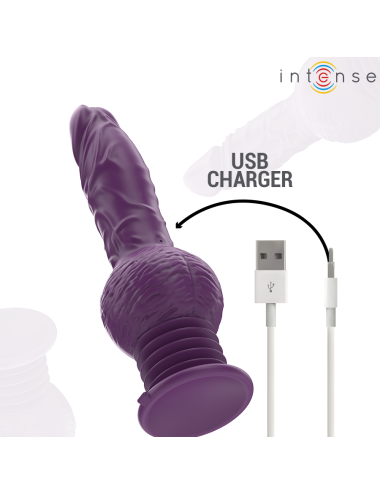 INTENSE - VIBRATORE MULTIFUNZIONE TATUM CON VIBRAZIONE SU E GIÙ 24 CM VIOLA