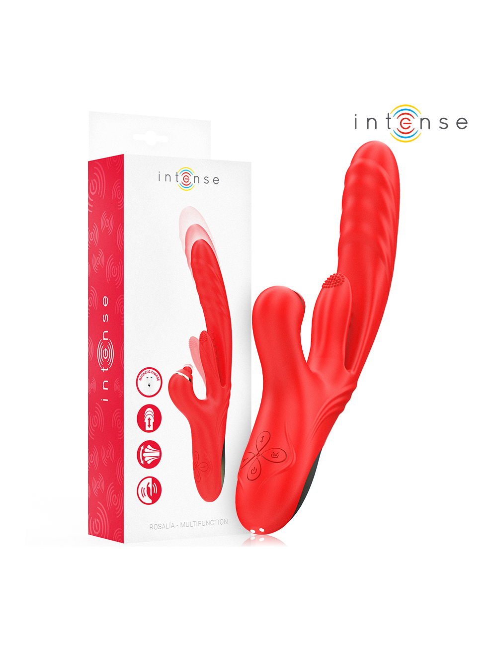 INTENSE - VIBRATORE MULTIFUNZIONE ROSALIA 3 IN 1 ROSSO INTENSE - VIBRATORE MULTIFUNZIONE ROSALIA 3 IN 1 ROSSO