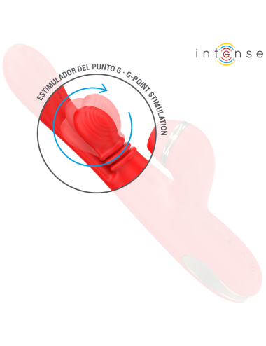 INTENSE - KATY STIMOLATORE CLITORIDEO MULTIFUNZIONE 4 TESTINE INTERCAMBIABILI ROSSO