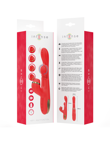 INTENSE - KATY STIMOLATORE CLITORIDEO MULTIFUNZIONE 4 TESTINE INTERCAMBIABILI ROSSO