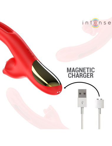 INTENSE - JESSICA VIBRATORE MULTIFUNZIONE STIMOLAZIONE CLITORIDE 24,8 CM ROSSO