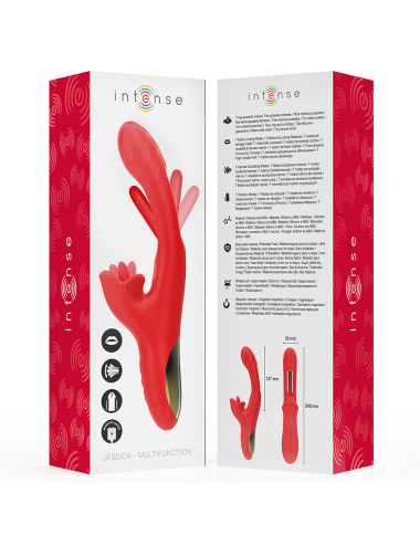 INTENSE - JESSICA VIBRATORE MULTIFUNZIONE STIMOLAZIONE CLITORIDE 24,8 CM ROSSO