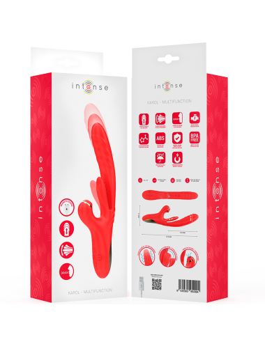INTENSE - KAROL VIBRATORE MULTIFUNZIONE SPINTA E STIMOLAZIONE E ONDE STIMOLANTI ROSSO