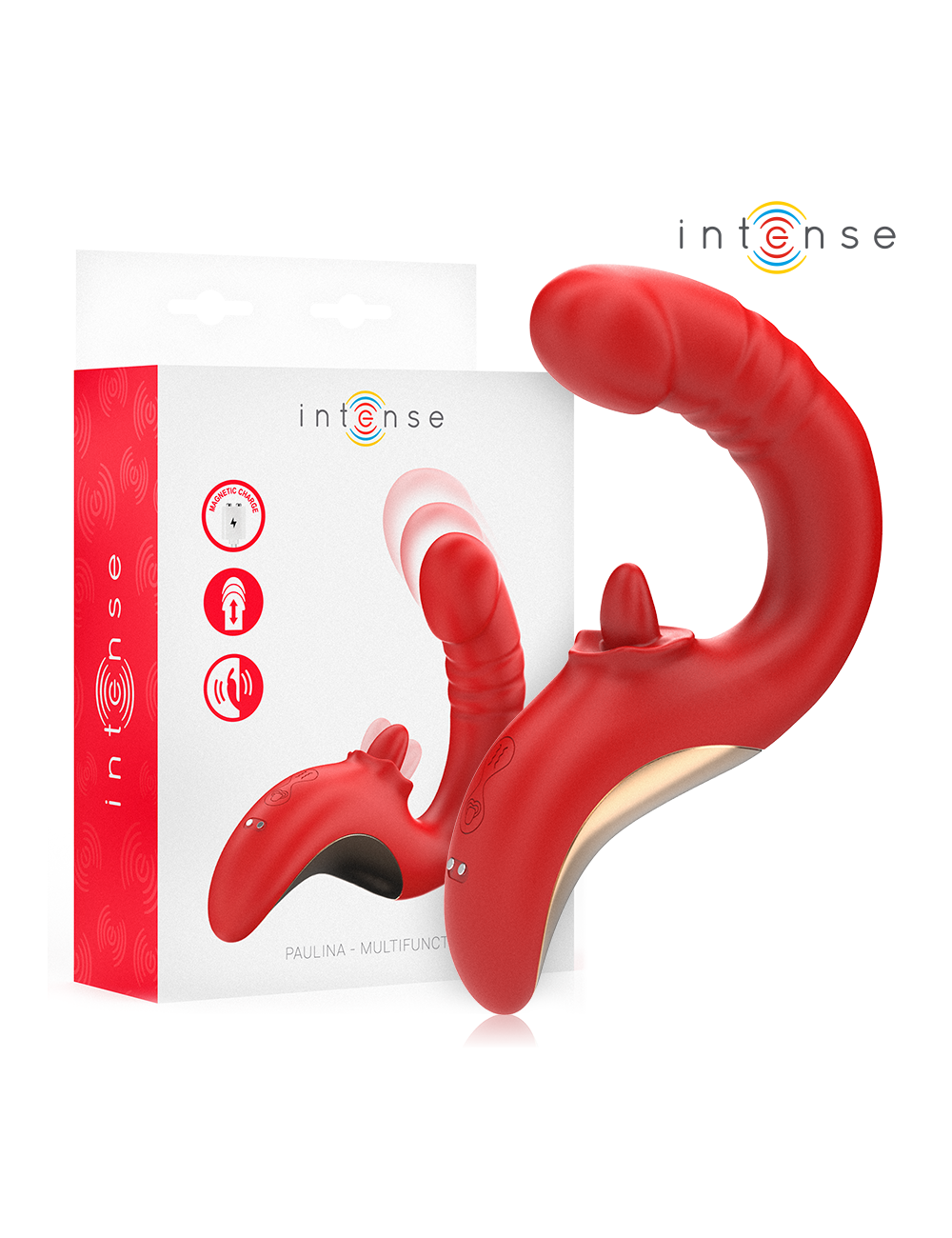 INTENSE - PAULINA VIBRATORE E STIMOLATORE A FORMA DI U ROSSO INTENSE - PAULINA VIBRATORE E STIMOLATORE A FORMA DI U ROSSO