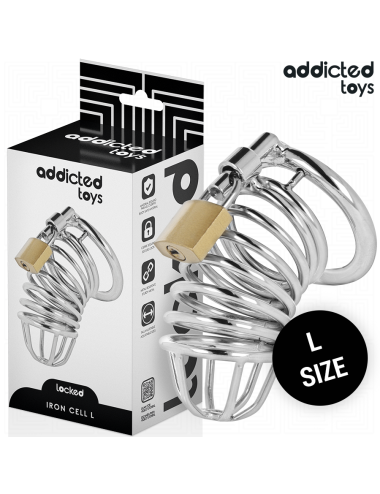 ADDICTED TOYS LOCKED - GABBIA PER PENE IN METALLO CON CELLULE DI FERRO 5 CM TAGLIA L