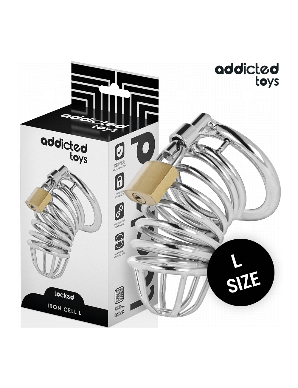 ADDICTED TOYS LOCKED - GABBIA PER PENE IN METALLO CON CELLULE DI FERRO 5 CM TAGLIA L