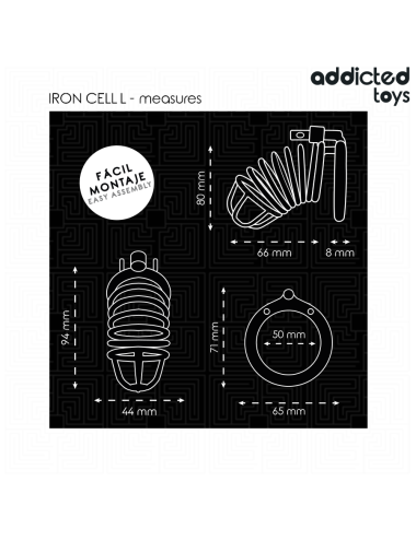 ADDICTED TOYS LOCKED - GABBIA PER PENE IN METALLO CON CELLULE DI FERRO 5 CM TAGLIA L