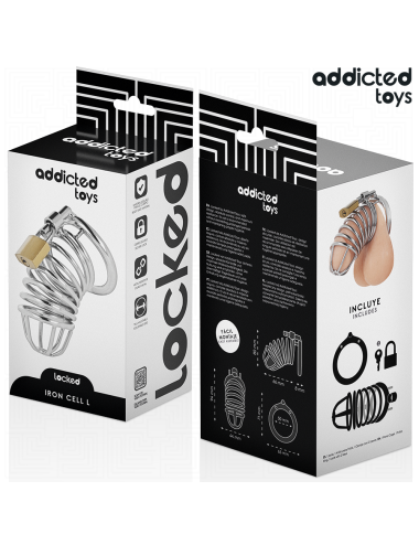 ADDICTED TOYS LOCKED - GABBIA PER PENE IN METALLO CON CELLULE DI FERRO 5 CM TAGLIA L