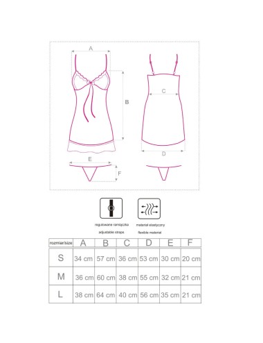 LIVCO CORSETTI FASHION - LUISE 1710 BABYDOLL + PERIZOMA NERO XL