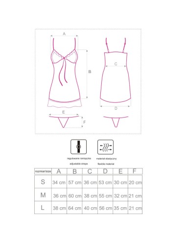 LIVCO CORSETTI FASHION - HYEONA 1710 BABYDOLL + PERIZOMA ROSA M