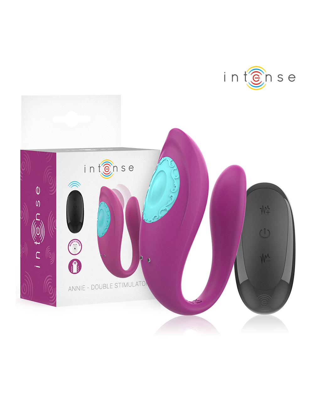 INTENSE - ANNIE VIBRATORE E STIMOLATORE A FORMA DI U TELECOMANDO VIOLA INTENSE - ANNIE VIBRATORE E STIMOLATORE A FORMA DI U TELECOMANDO VIOLA