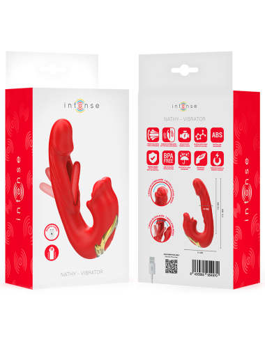 INTENSE - NATHY DOPPIO VIBRATORE CON BOCCA STIMOLANTE MULTIFUNZIONE ROSSO