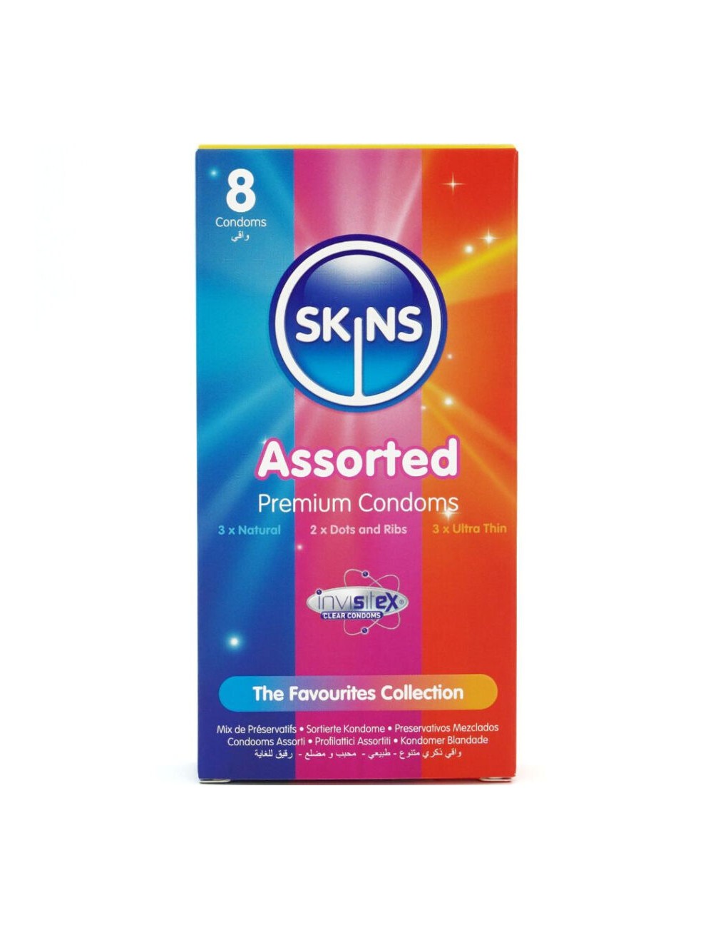 SKINS - CONFEZIONE ASSORTITA DI 8 PRESERVATIVI PREMIUM SKINS - CONFEZIONE ASSORTITA DI 8 PRESERVATIVI PREMIUM