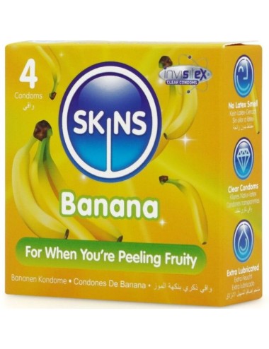 SKINS - PRESERVATIVI BANANA PREMIUM CONFEZIONE DA 4