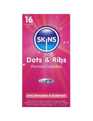 SKINS - DOTS & RIBS PREMIUM CONDOMS CONFEZIONE DA 16
