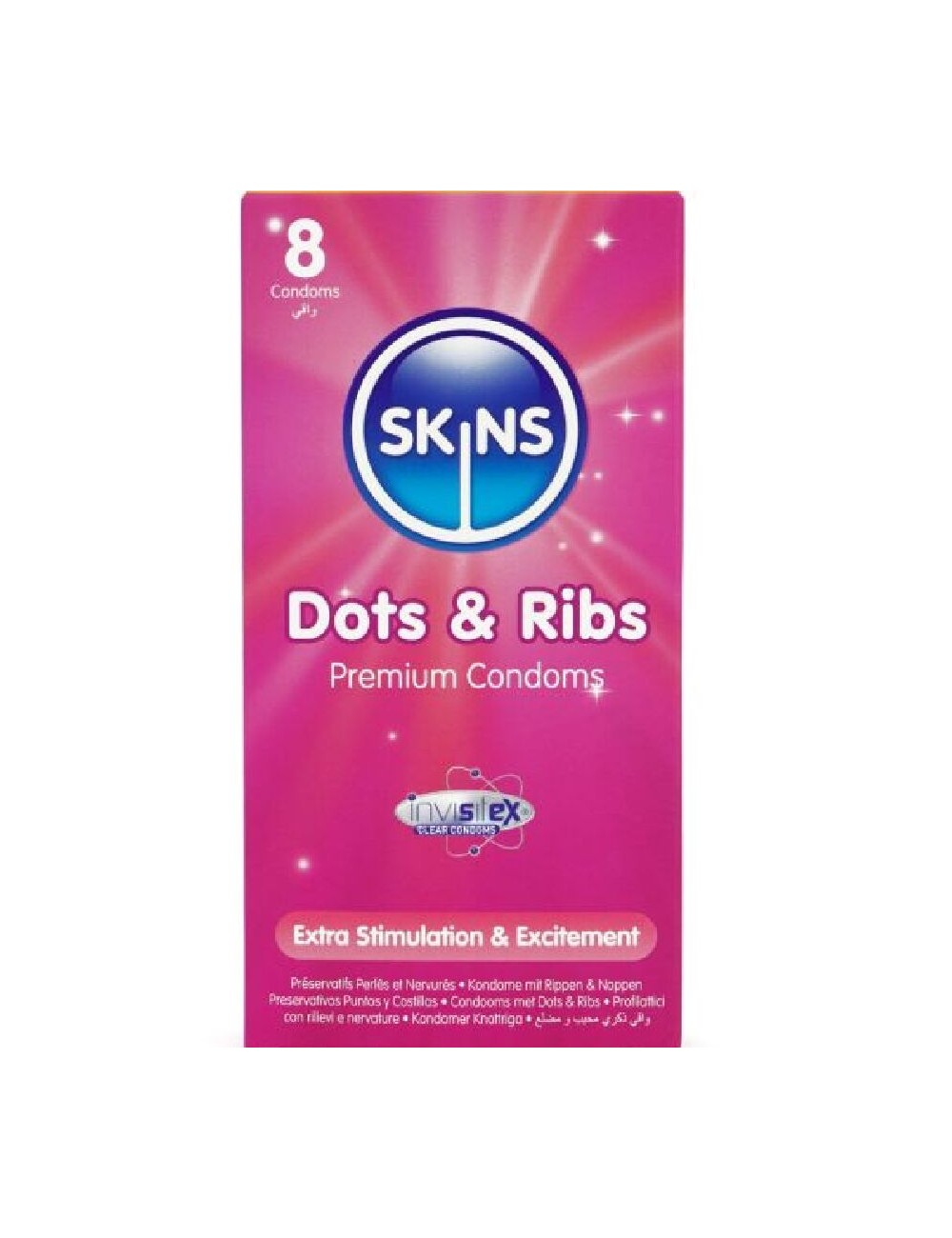 SKINS - DOTS & RIBS PREMIUM CONDOMS CONFEZIONE DA 8 SKINS - DOTS & RIBS PREMIUM CONDOMS CONFEZIONE DA 8