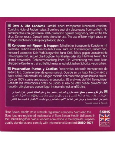 SKINS - DOTS & RIBS PREMIUM CONDOMS CONFEZIONE DA 4