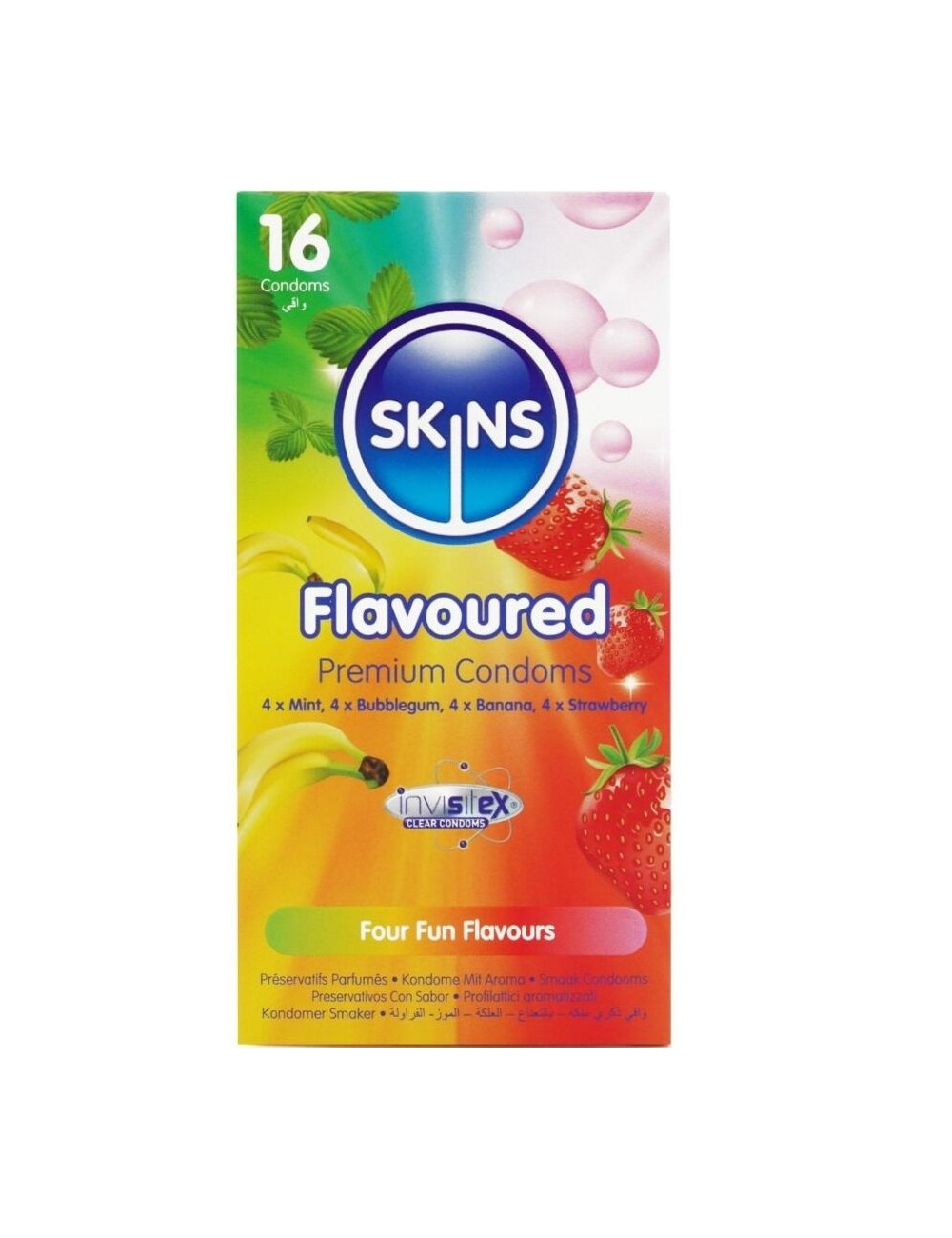 SKINS - PRESERVATIVI MULTIGUSTO PREMIUM CONFEZIONE DA 16 SKINS - PRESERVATIVI MULTIGUSTO PREMIUM CONFEZIONE DA 16