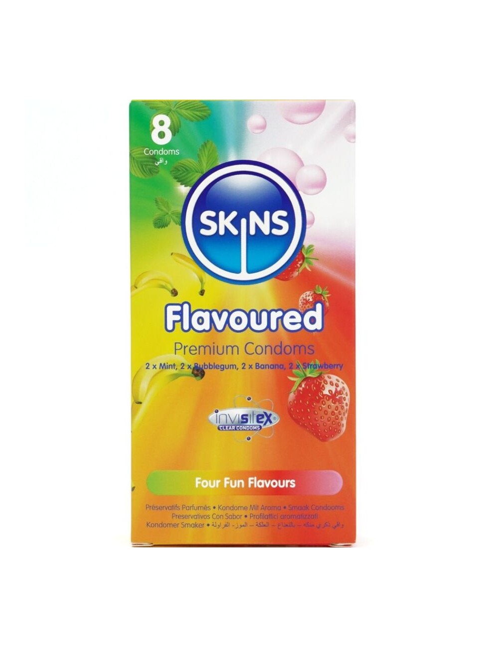 SKINS - PRESERVATIVI MULTIGUSTO PREMIUM CONFEZIONE DA 8 SKINS - PRESERVATIVI MULTIGUSTO PREMIUM CONFEZIONE DA 8