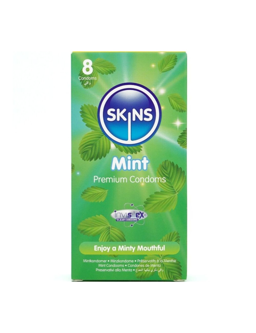 SKINS - PRESERVATIVI PREMIUM ALLA MENTA CONFEZIONE DA 8 SKINS - PRESERVATIVI PREMIUM ALLA MENTA CONFEZIONE DA 8