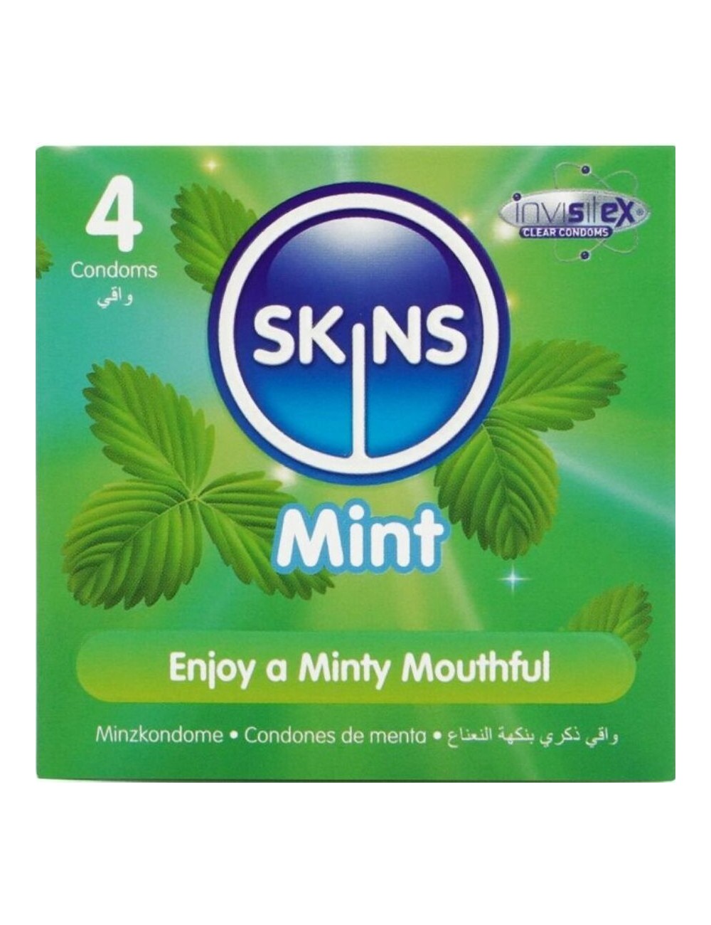 SKINS - PRESERVATIVI PREMIUM ALLA MENTA CONFEZIONE DA 4 SKINS - PRESERVATIVI PREMIUM ALLA MENTA CONFEZIONE DA 4