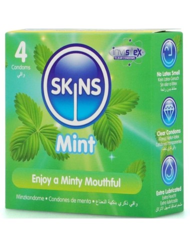SKINS - PRESERVATIVI PREMIUM ALLA MENTA CONFEZIONE DA 4