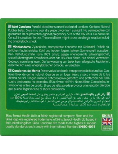 SKINS - PRESERVATIVI PREMIUM ALLA MENTA CONFEZIONE DA 4