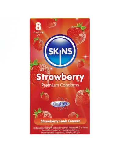 SKINS - PRESERVATIVI PREMIUM ALLA FRAGOLA CONFEZIONE DA 8