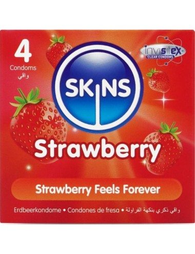 SKINS - PRESERVATIVI PREMIUM ALLA FRAGOLA CONFEZIONE DA 4