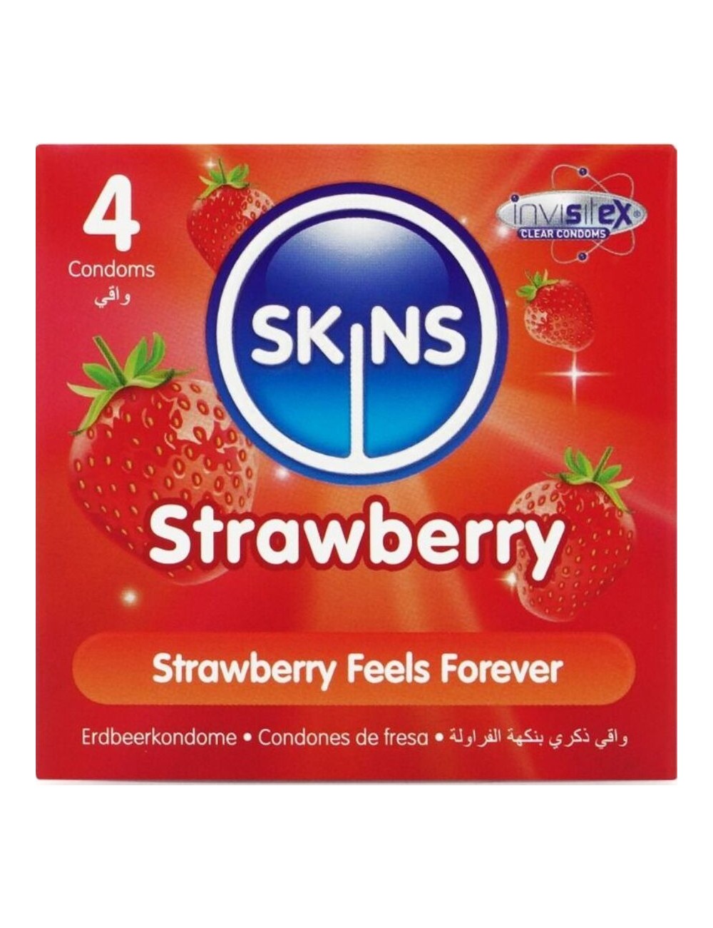 SKINS - PRESERVATIVI PREMIUM ALLA FRAGOLA CONFEZIONE DA 4 SKINS - PRESERVATIVI PREMIUM ALLA FRAGOLA CONFEZIONE DA 4