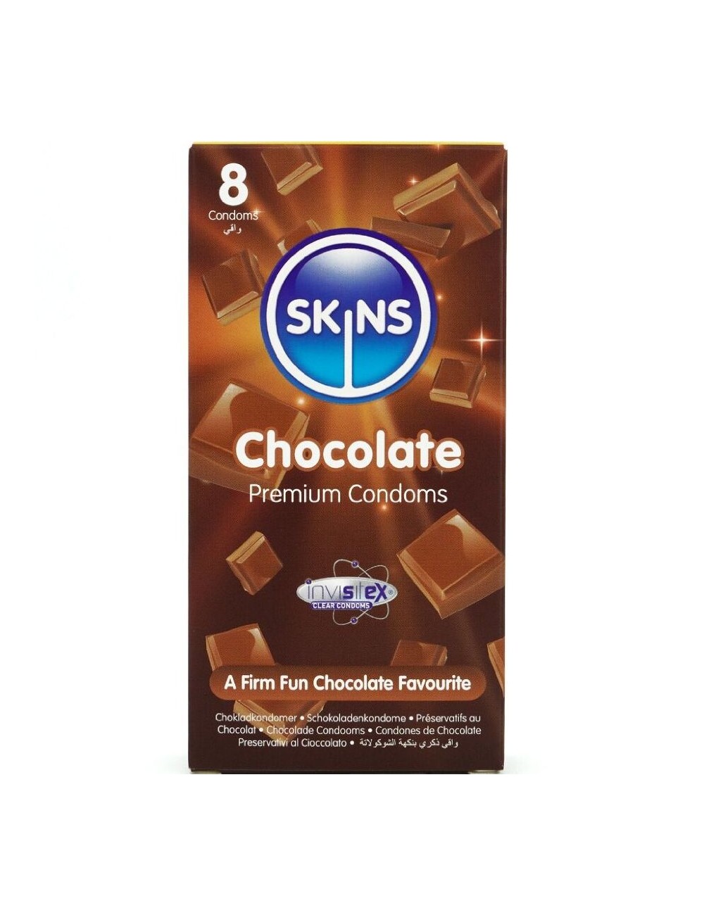 SKINS - PRESERVATIVI PREMIUM AL CIOCCOLATO CONFEZIONE DA 8 SKINS - PRESERVATIVI PREMIUM AL CIOCCOLATO CONFEZIONE DA 8