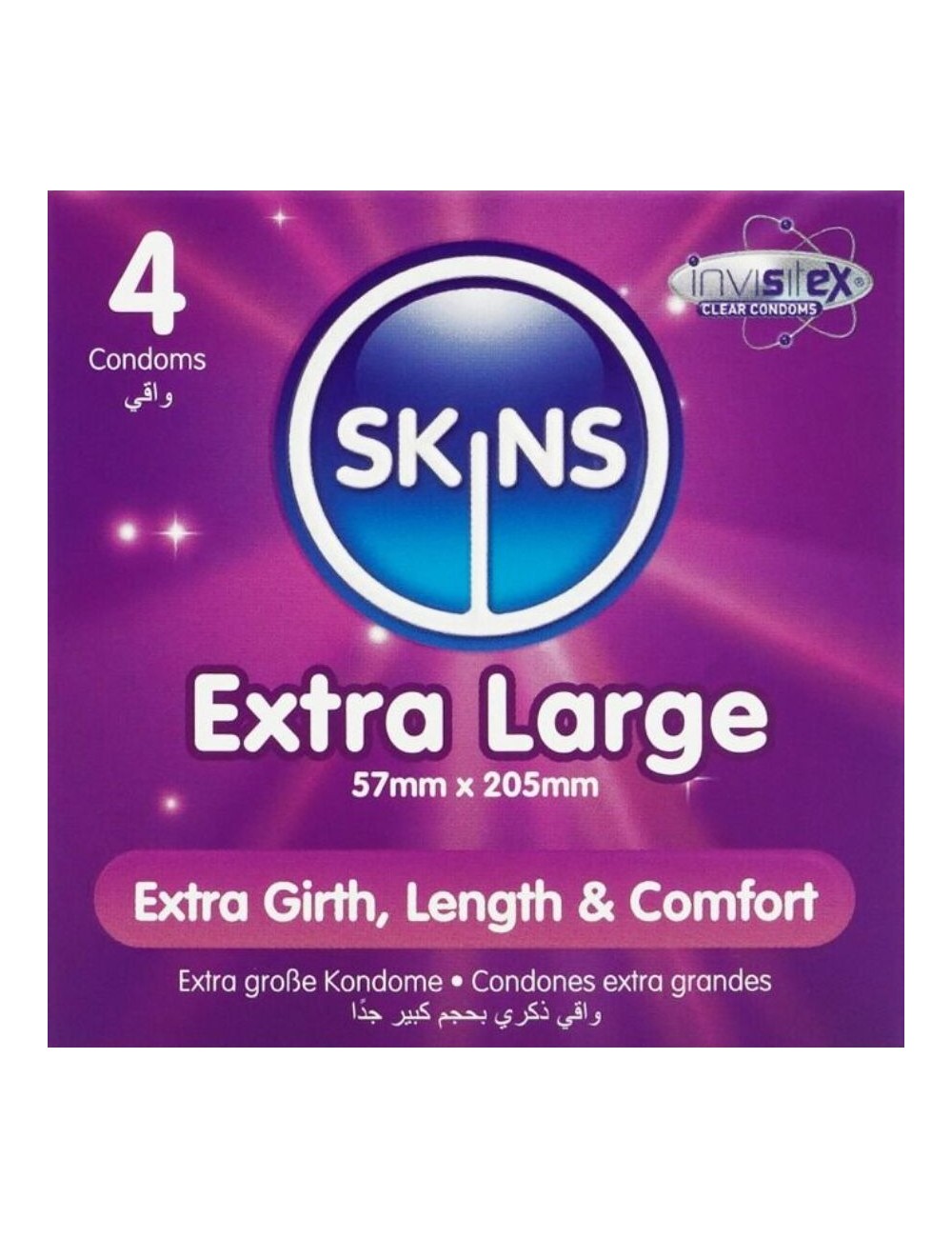 SKINS - PRESERVATIVI EXTRA LARGE PREMIUM CONFEZIONE DA 4 SKINS - PRESERVATIVI EXTRA LARGE PREMIUM CONFEZIONE DA 4