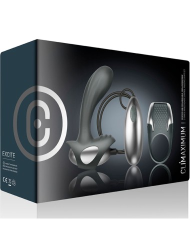 CLIMAXIMUM - EXCITE KIT ANELLO PER IL PENE + MASSAGGIATORE PER LA PROSTATA CON FILO